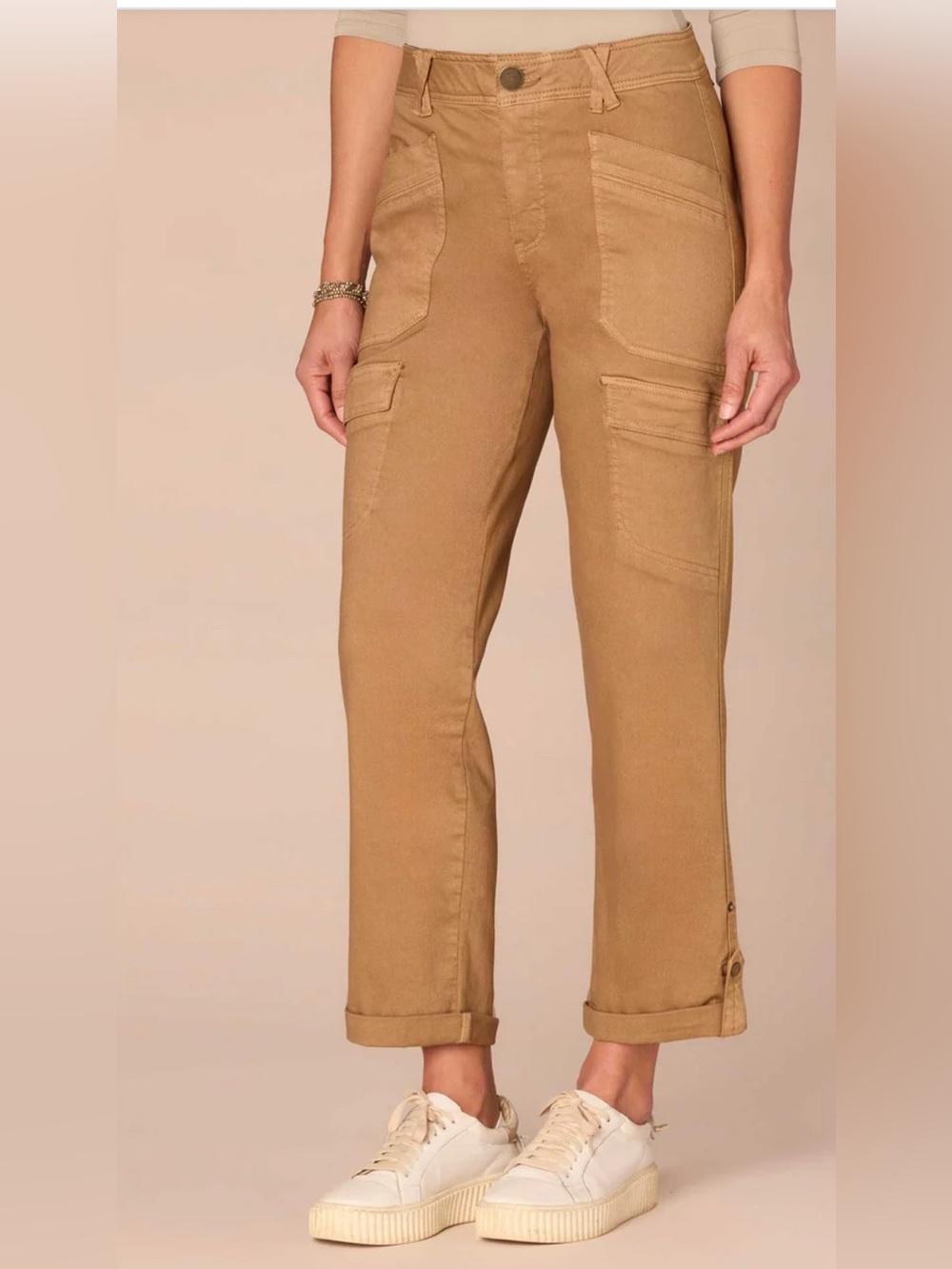 Democracy Ab"solution® High Rise Roll Cuff Cargo Utility Pant in Tan, 18w